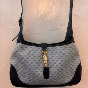 Gucci Black and Gray Patterned Shoulder Bag